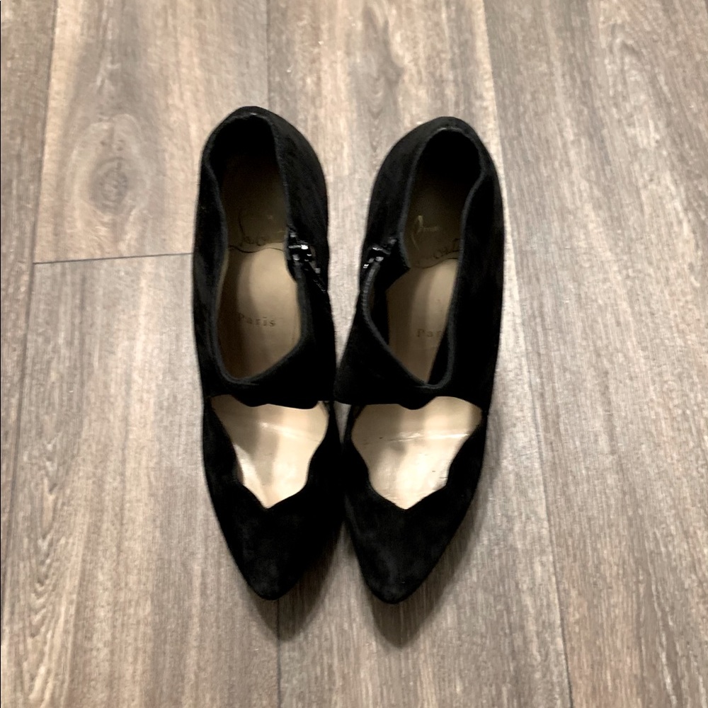Christian Louboutin Black Suede Booties 38 1/2 - Picture 2 of 12